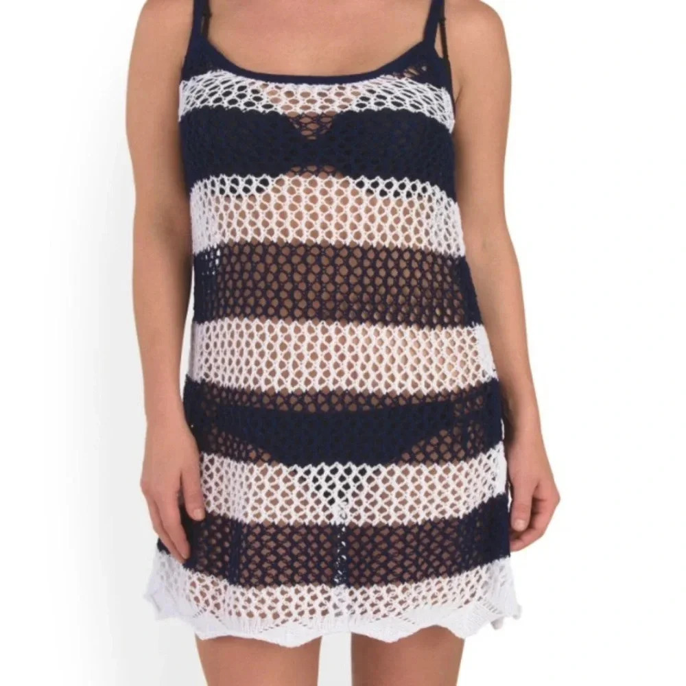 NWT SPERRY NAVY BLUE CROCHET SWIM COVER UP